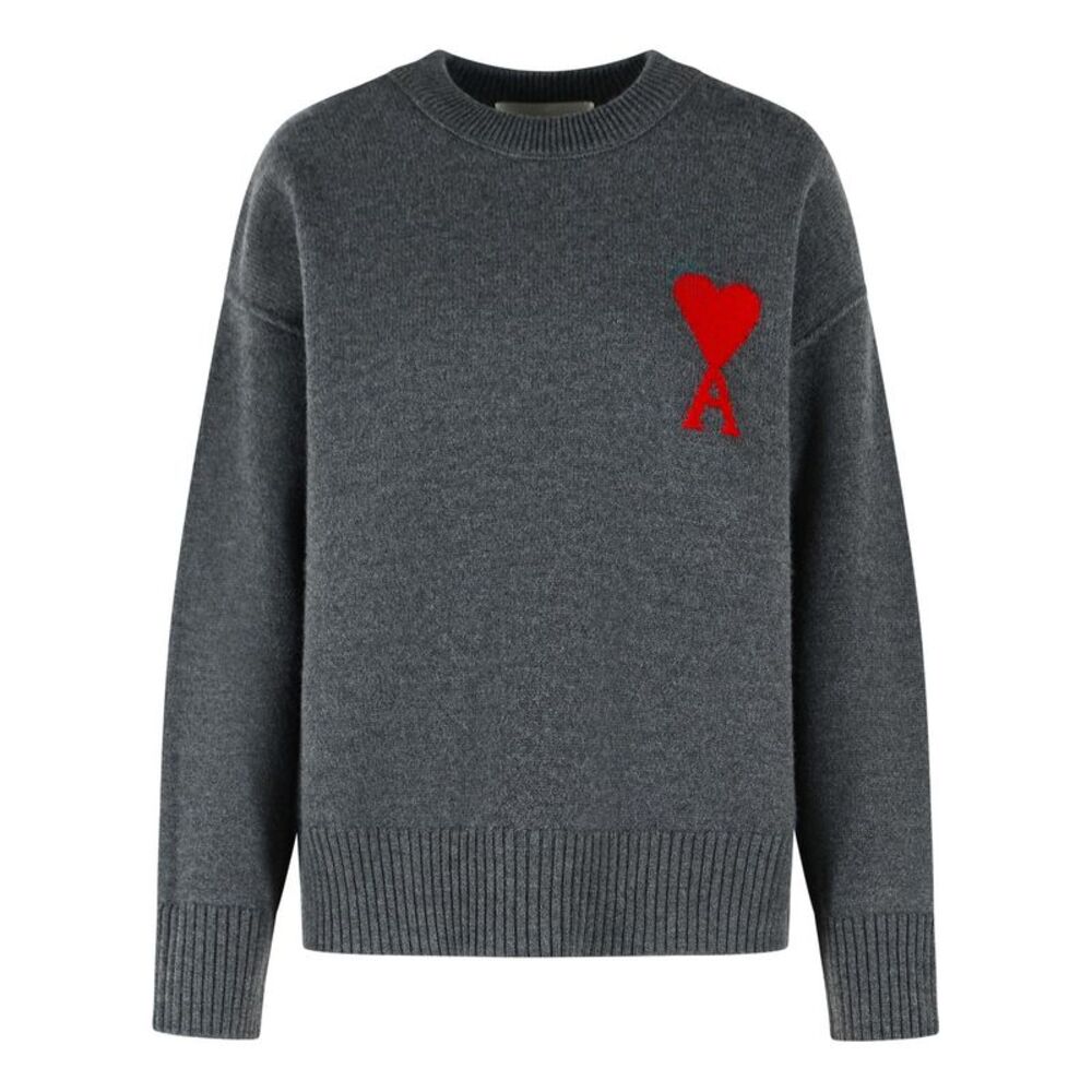 Ami Paris 'Ami De Cœur' Grey Wool Sweater Women